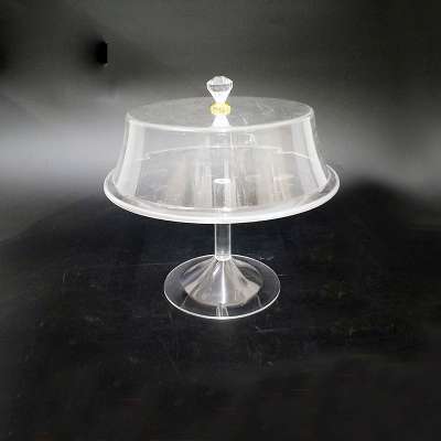 Hotel restaurant clear pmma plexiglass acrylic wedding party food cake round tray stand with cover cake tray with round lid