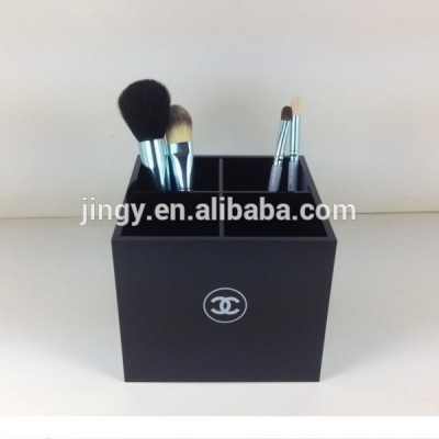 Factory custom counter 4 grids acrylic pmma plexiglass cosmetic brush box holder stand black acrylic makeup brush organizer