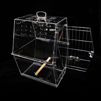 Factory custom clear pmma plexiglass acrylic travel carrier cage for bird parrot breeding house bin acrylic large bird cage