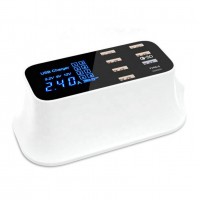 Hot Sell LED Display 8 Ports USB Charger Multi USB QC3.0 And PD Type-C Fast USB Desktop Charger With LCD Digital Display